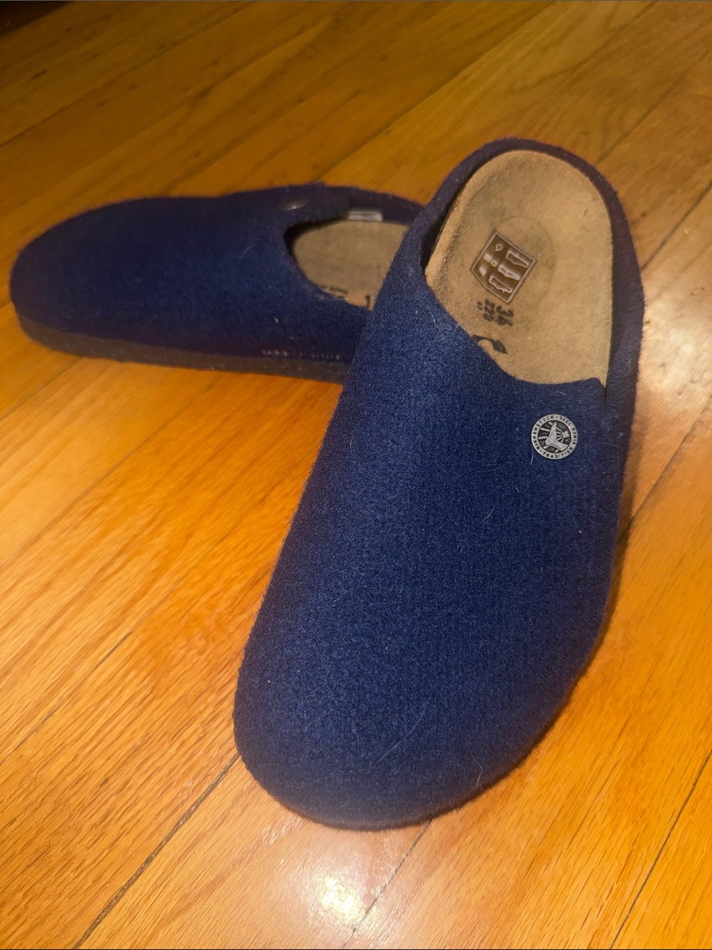 Birkenstock Zermatt Navy Wool Slip-On Slippers